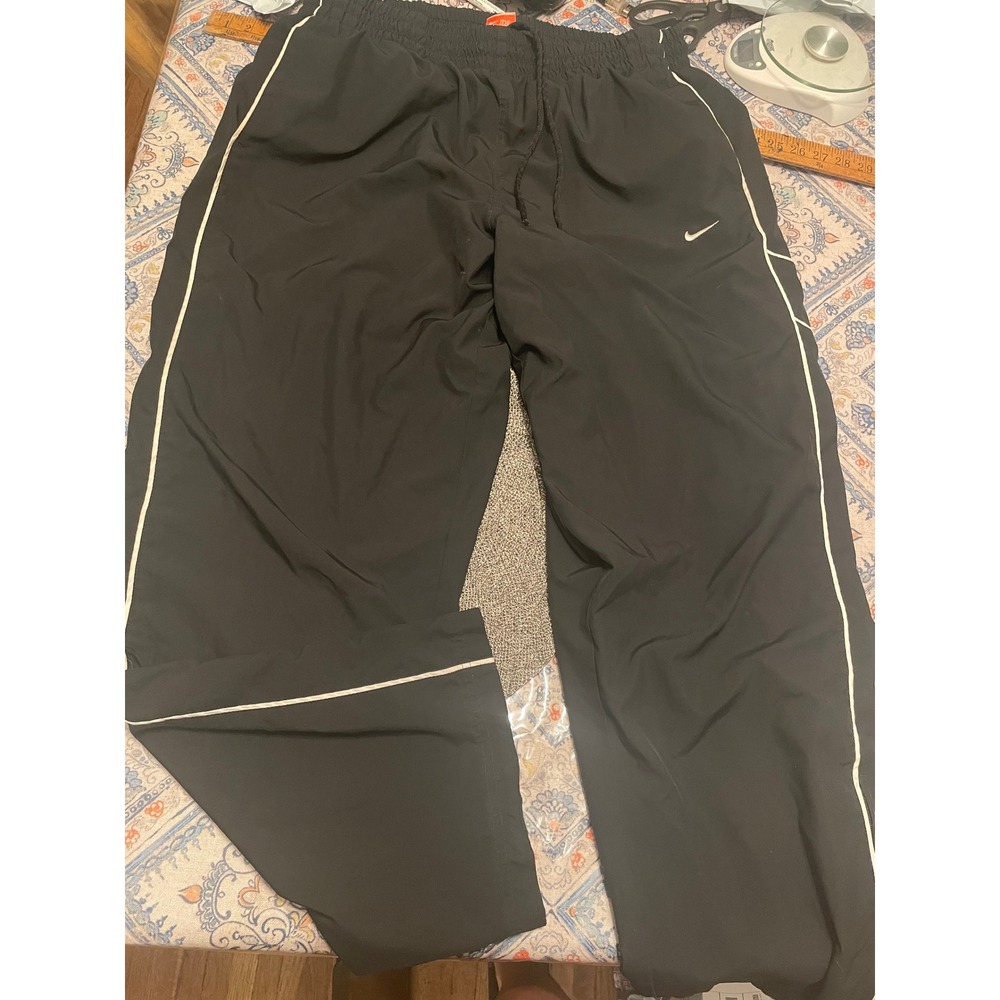 Nike The Athletic Dept Mens XXL Black Track Pants White Piping Zipper Cuffs